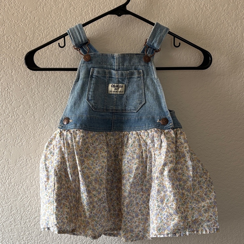 OshKosh B'gosh Denim Floral Overall Dress